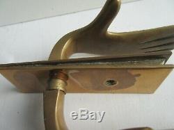 Poignée de porte complète contemporaine vintage, bronze doré, forme de mains