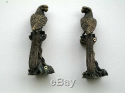 Poignée paire bronze porte perroquet design decoration maison art animalier