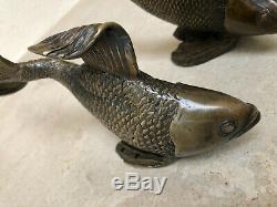 Poignée paire bronze porte poisson japonais design decoration maison art animal