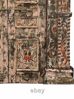Porte Indienne Ancienne Piece et Patine d'Origine Tete de Lit 154x20x225cm