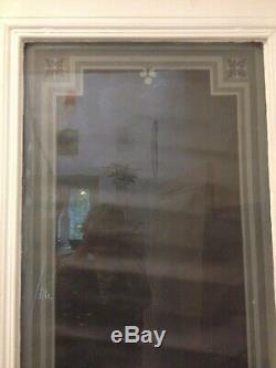 Porte ancienne vitre serigraphiée en chêne Haussmann