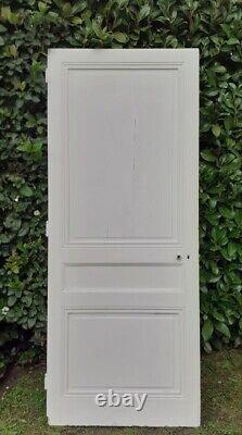 Porte communication h221,5x90cm ancienne panneautée moulurée bois antique door