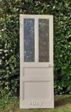 Porte communication vitrée translucide H233,5xL84,5 ancienne XX° old glass door