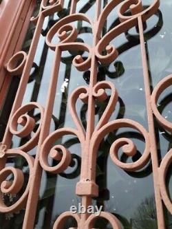 Porte d'entrée 264x99cm noyer chêne grille fer forgé panneau vitré ouvrant