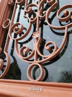 Porte d'entrée 264x99cm noyer chêne grille fer forgé panneau vitré ouvrant