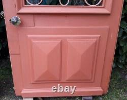 Porte d'entrée 264x99cm noyer chêne grille fer forgé panneau vitré ouvrant