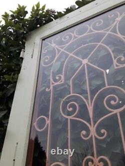 Porte d'entrée 264x99cm noyer chêne grille fer forgé panneau vitré ouvrant