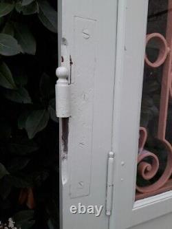 Porte d'entrée 264x99cm noyer chêne grille fer forgé panneau vitré ouvrant