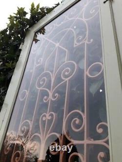 Porte d'entrée 264x99cm noyer chêne grille fer forgé panneau vitré ouvrant