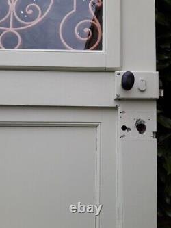 Porte d'entrée 264x99cm noyer chêne grille fer forgé panneau vitré ouvrant