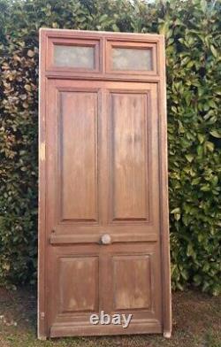 Porte d'entrée et cadre imposte fenêtres verres translucides début XX° old door