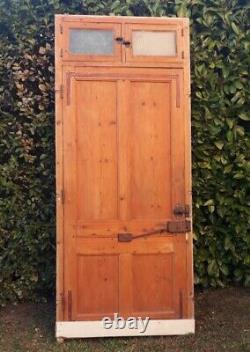 Porte d'entrée et cadre imposte fenêtres verres translucides début XX° old door