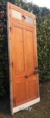 Porte d'entrée et cadre imposte fenêtres verres translucides début XX° old door