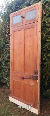 Porte d'entrée et cadre imposte fenêtres verres translucides début XX° old door