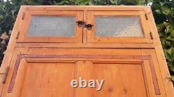 Porte d'entrée et cadre imposte fenêtres verres translucides début XX° old door