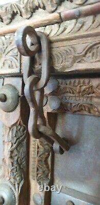 Porte ou fenêtre de maison Rajasthan Inde XIX° Bois sculpture ciselée