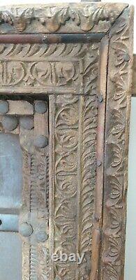 Porte ou fenêtre de maison Rajasthan Inde XIX° Bois sculpture ciselée