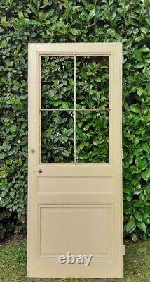 Porte vitrée communication h221,5x90cm ancienne 4 carreaux sans vitrage old door