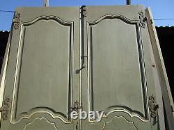 Portes chantournées 2 vantaux communication bois peint avec cadre 244 x 158 cm