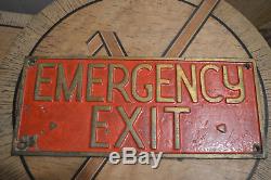 Rare Plaque Bronze Laiton Emergency Exit Idéal Déco Loft Enseigne