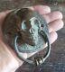 Rare Et Drôle Vieux Bronze Craignant Crâne Petit Clapet De Porte