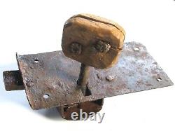 Rare serrure ancienne fer forgé avec sa clef d'origine porte serrurerie