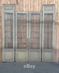 Séparation quatre portes à petit carreaux sapin patinée deux ouvrant. XIX siècle