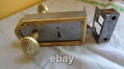 Serrure Acier Et Bronze + Gache Acier Niii Ar Avec Clef Et Paire Poignees