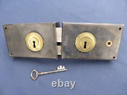 Serrure clef gâche fer laiton JPM Porte Pousse gauche Stock ancien Carré 6