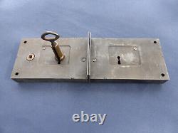 Serrure clef gâche fer laiton JPM Porte Pousse gauche Stock ancien Carré 6