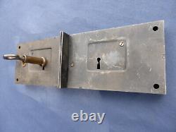 Serrure clef gâche fer laiton JPM Porte Pousse gauche Stock ancien Carré 6