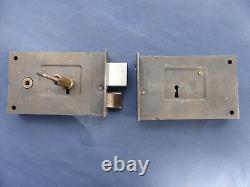 Serrure clef gâche fer laiton JPM Porte Pousse gauche Stock ancien Carré 6