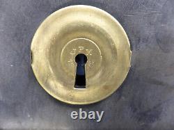 Serrure clef gâche fer laiton JPM Porte Pousse gauche Stock ancien Carré 6