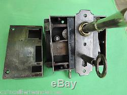 Serrure gâche 1 clef fer VGB à verrouillage 2 poignées chromé ancien porte