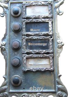 Sonnette Plaque Art Nouveau Bronze Authentique No Copie Jugendstill