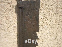 Très ancienne crémaillère de cheminée en fer forgé, XVII XVIII ème
