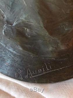 Vase, sculpture de bronze art nouveau Richard de Aurili 1834-1914