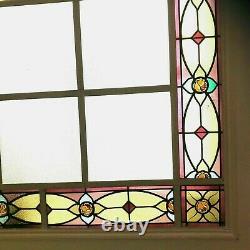 Verrière en vitraux Art Déco Ossature en cornière de fer Epoque 1900 XX siècle