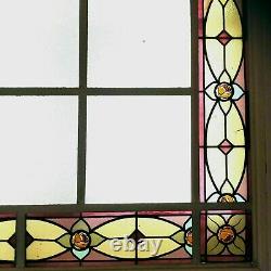 Verrière en vitraux Art Déco Ossature en cornière de fer Epoque 1900 XX siècle